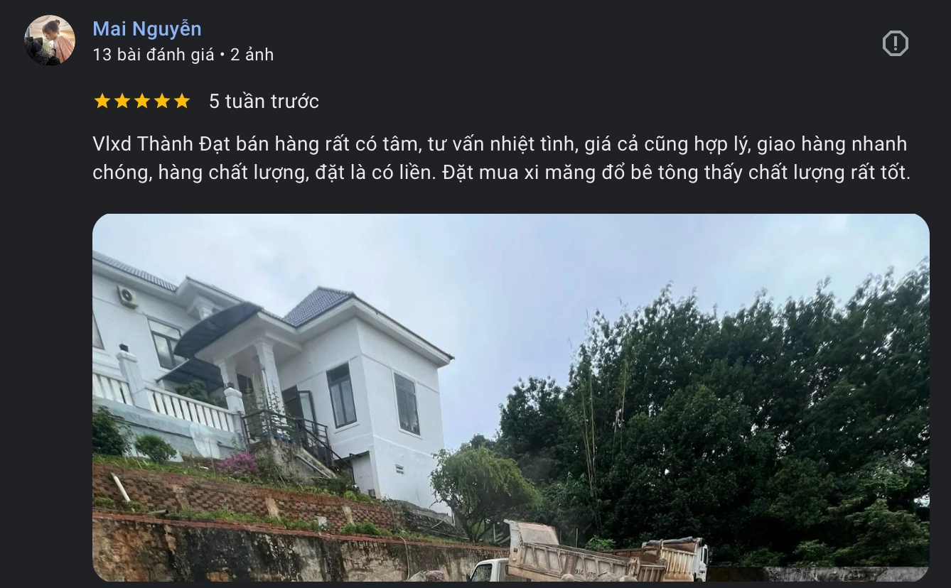 Khách hàng bình luận về xi măng khi mua tại cửa hàng vlxd Thành Đạt